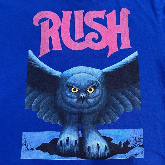 Vintage RUSH T Shirt Men’s Large Blue Fly By Night Owl 2000’s Y2K VERY RARE. - Picture 4 of 11